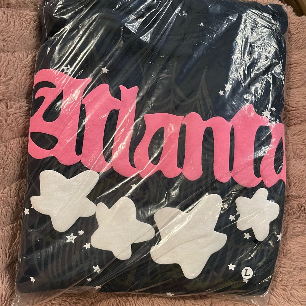 Black Hoodie with Pink and White Graphic